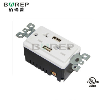 BAS20-2USB Universal standard grounding socket GFCI usb power outlet